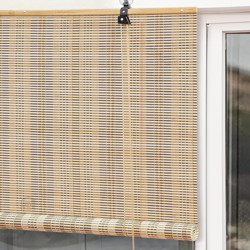 ABOUT SPACE Bamboo Curtains - W 5 ft x H 6 ft - Rope Mechanism Roll Up Down Bamboo Shade for Sunlight, Dust Protection Window Chick Blinds for Balcony, Restaurant, Dhaba, Hotel,...