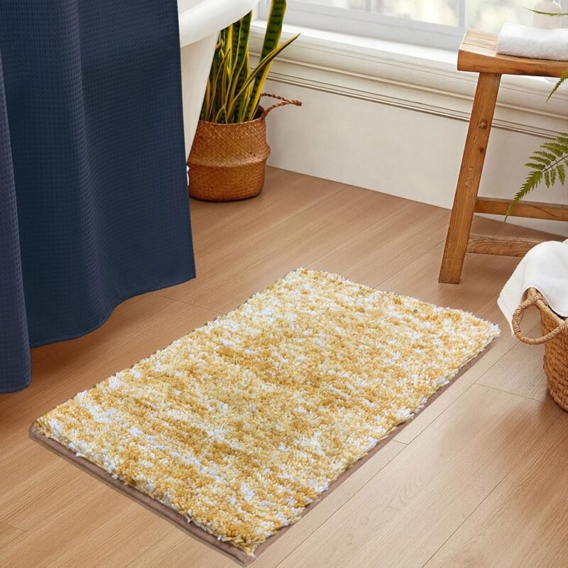 Amazon Brand - Umi Hawai Microfiber Bath Mat Super Soft Non-Slip Washable Multipurpose Bathroom mat, Bedroom Doormat for Home -Gold, (40x60 cm) Pack of 1