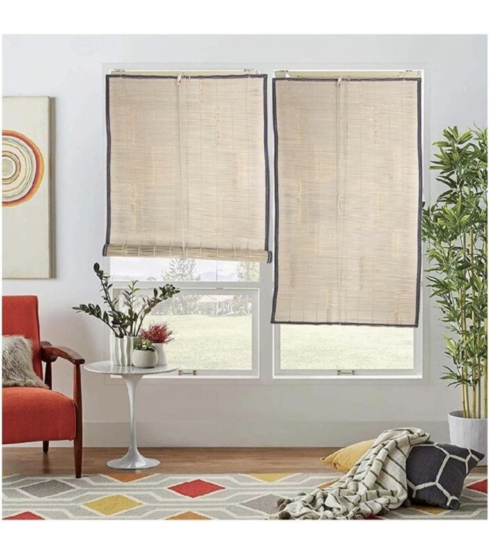 Bharat mudda House Bamboo Chick Blinds for Balcony Curtain Blind Netural Bamboo Rolle up with Sun, Dust, Privacy & Cold Protection for Window,Door, Hut Screen, Dhaba,...