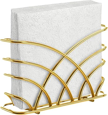 CentraLit Modern Napkin Holder for Dining Table and Kitchen - Tissue Paper Stand for Home Décor, Restaurant, Dispenser Organizer (Gold)
