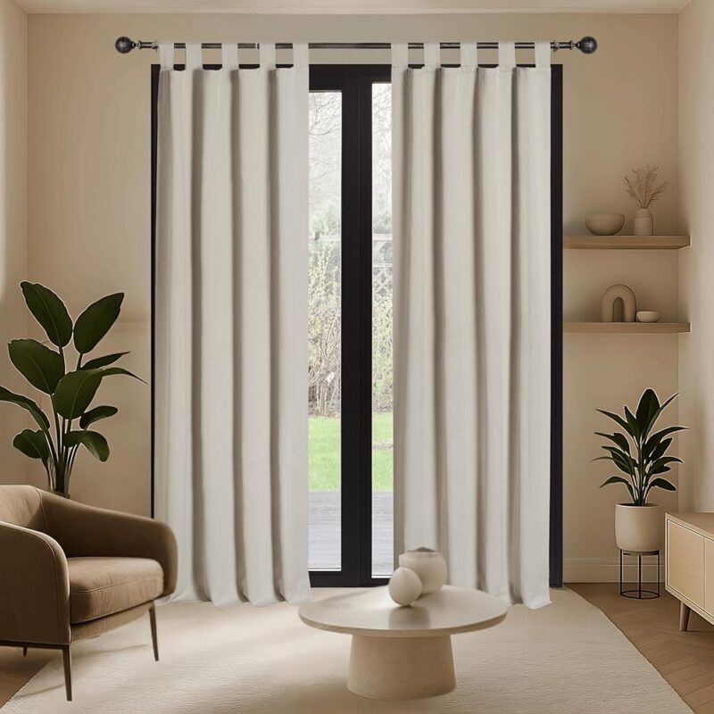 Deco Window 7 Ft Blackout Curtains - 100% Polyester, Machine Washable, Energy Efficient, Noise Reducing, Light Blocking - Ideal for Bedrooms & Living Rooms, Champagne Color