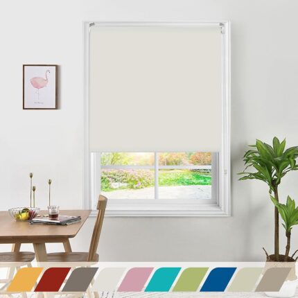 Deco Window Polyester Semi-Blackout Roller Blinds For Windows (54 Inches W X 84 Inches H,Snow White) Light Filtering Roll-Up Shades Sun Uv Protection For Home & Office