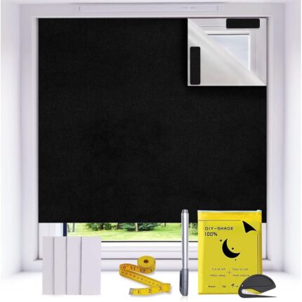 HASTHIP® Portable Blackout Shades Blinds for Windows - 118" x 57" Blackout Material for Perfect Sleep, Baby Nursery, Travel or Office Use - 100% Light and UV Blocking, Insulated...