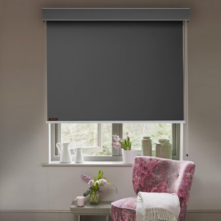 HIPPO 100% Blackout Roller Blinds for Windows UV Protection, Waterproof, Room Darkening, Corded Roll Up and Down Blinds for Home & Office Customizable (3FTX5FT, Dark-Grey)