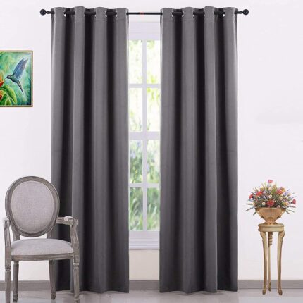 Home cloud 4 Pieces Polyester Plain Blackout Curtains for Long Door 11 Feet Set of 4 Pcs-[ 4 Feet x 11 Feet]- Color-Gray