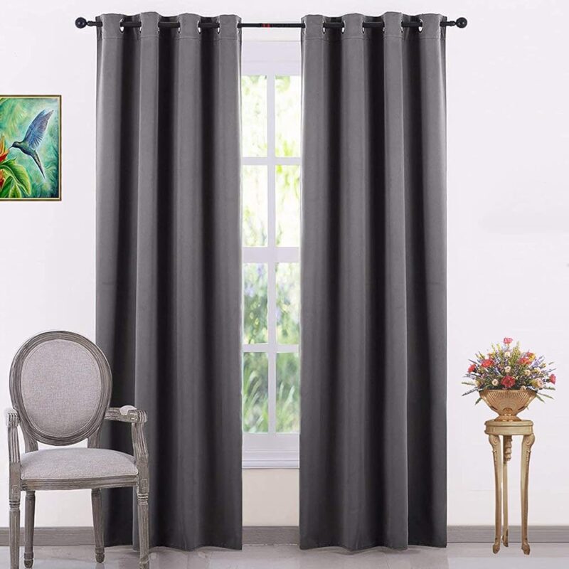 Home cloud 4 Pieces Polyester Plain Blackout Curtains for Long Door 11 Feet Set of 4 Pcs-[ 4 Feet x 11 Feet]- Color-Gray