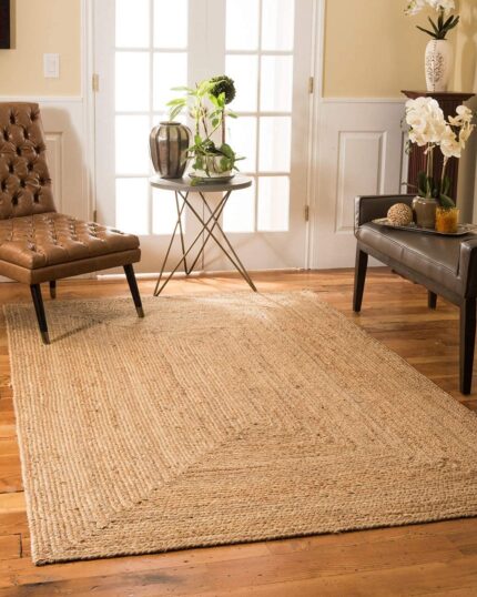 imsid Handwoven 3x5 feet Jute Rectangular Rug, Natural Fibers, Braided Reversible Carpet for Stylish Bedroom Living Room Dining Room Kids Room (3x5 feet, Rectangular patta)