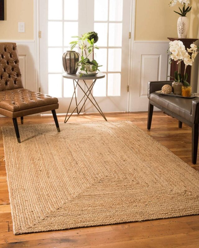 imsid Handwoven 3x5 feet Jute Rectangular Rug, Natural Fibers, Braided Reversible Carpet for Stylish Bedroom Living Room Dining Room Kids Room (3x5 feet, Rectangular patta)