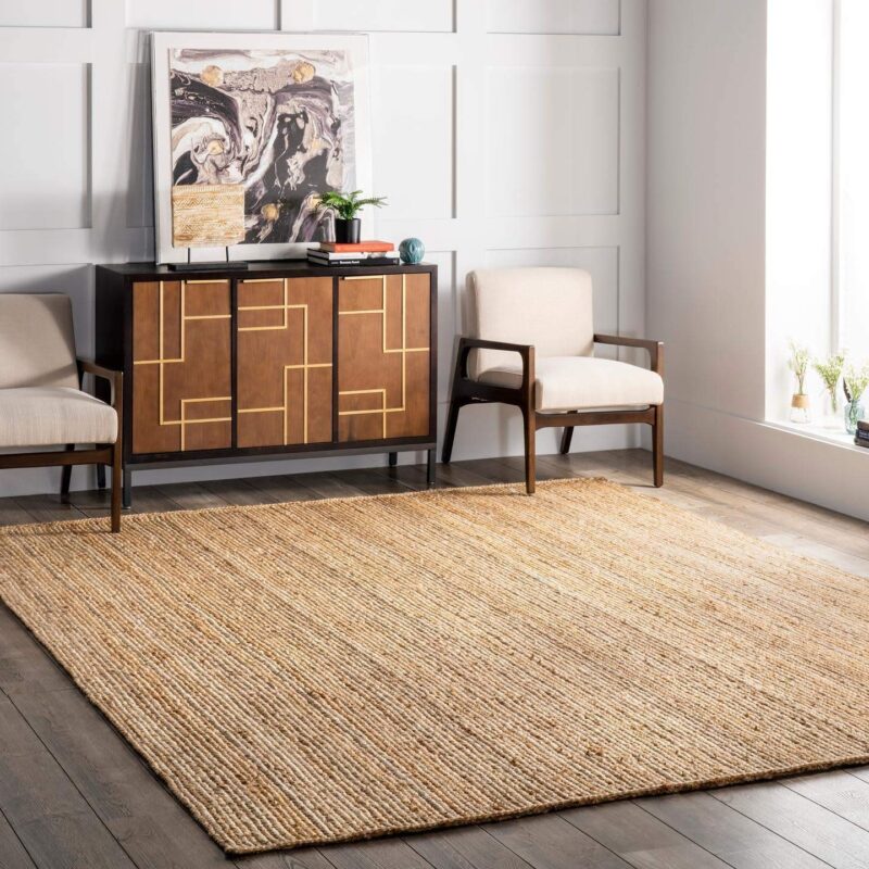 imsid Handwoven Natural Jute Braided Carpet Mats | Reversible Floor Covering Carpets Rug Mat | Anti Slip Backing Heavy Carpet Runner for Living Room Bedroom (8x12 feet)