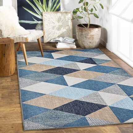 ishro home 3 x 5 Feet 3D Jet Multi Printed Carpet Rug Runner and Carpets for Bedroom/Living Area/Home with Anti Slip Backing (Crystals, 5' x 3' (Rectangular))