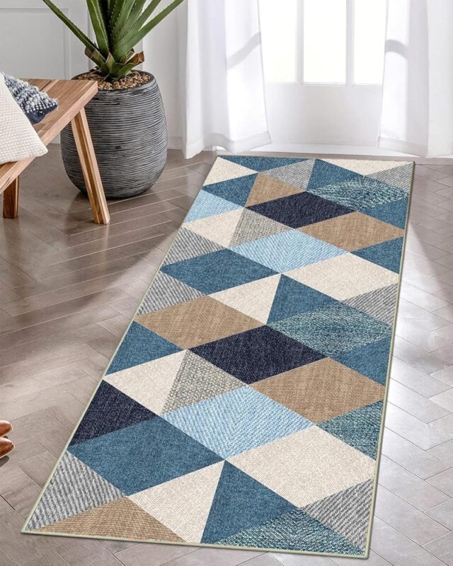 ishro home Premium Modern Vintage Runner Rug for Bedroom, Kitchen | Anti-Skid and Machine Washable | (45 x 120 Cm, Crystals)