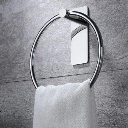 iSTAR Stainless Steel Self Adhesive Round Towel Ring | No Drilling Wall Mounted Bathroom Accessories | Durable Napkin Hand Towel Holder for Kitchen, Wash Basin, Home and Hotels...