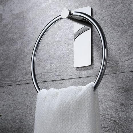 iSTAR Stainless Steel Self Adhesive Round Towel Ring | No Drilling Wall Mounted Bathroom Accessories | Durable Napkin Hand Towel Holder for Kitchen, Wash Basin, Home and Hotels...