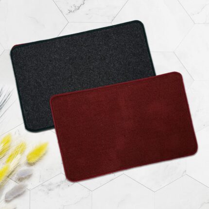 Kuber Industries Pack of 2 Anti-Skid Door Mats For Home | Soft Washable Microfibre & Water Soaking Floor/Bathroom Mat - Maroon & Grey