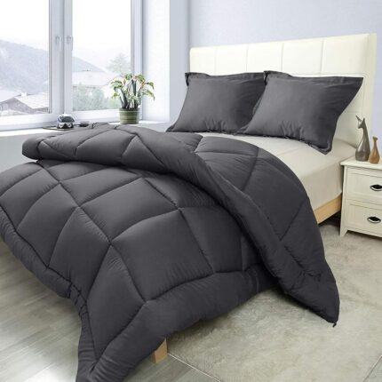 Linenovation Soft Microfibre 500 GSM Heavy Winter Quilt/Comforter/Duvet/Bedding Set/Blanket/Rajai/King-(90 inch x 100 inch) Bed Comforter Blanket with 2 Pillow Cover-(17 inch x...