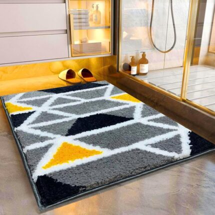 Roseate Mosaic Super Soft (40x60 cm) Microfibre 2000 GSM Bath Mat Super Absorbent Anti-Skid Door Mats for Home/Bathroom Mat/Bedroom/Kitchen/Floor Mat (Grey) Pack of 1
