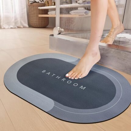 SITTELLA 1 Pc Rubber Bath Mat,Anti-Skid Water Soaking Bathroom Rug Door,Floor mat, Soft Quick Dry Water Absorbent Mat for Home Office 40x60cm-Grey