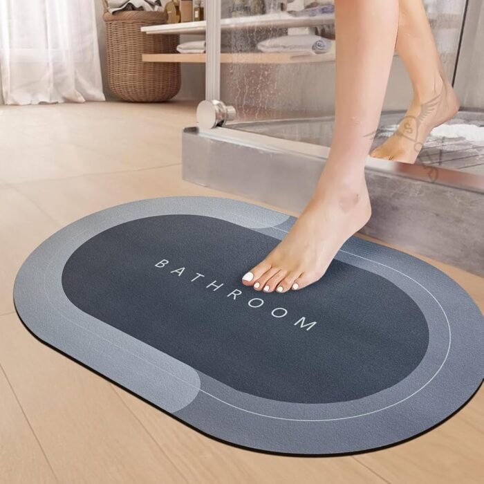 SITTELLA 1 Pc Rubber Bath Mat,Anti-Skid Water Soaking Bathroom Rug Door,Floor mat, Soft Quick Dry Water Absorbent Mat for Home Office 40x60cm-Grey