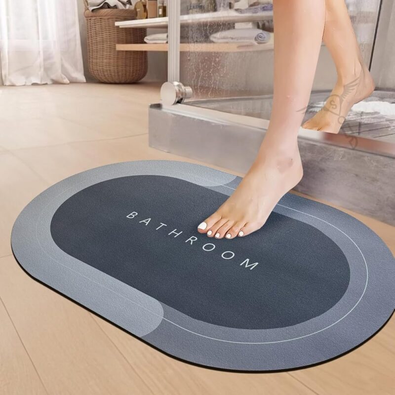 SITTELLA 1 Pc Rubber Bath Mat,Anti-Skid Water Soaking Bathroom Rug Door,Floor mat, Soft Quick Dry Water Absorbent Mat for Home Office 40x60cm-Grey