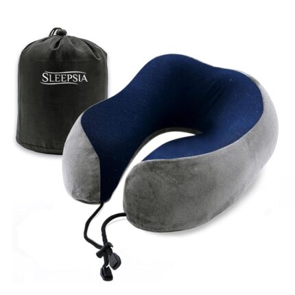 Sleepsia Ultimate Home & Travel Neck Memory Foam Pillow - Travel Neck Support | Travel Pillow with Soft Washable & Removable Cover | Neck Support for Airplane - Travelling...