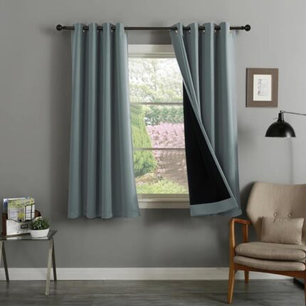 ThinkArtDecor 100% Blackout Window Curtains 5 Feet Long Set of 2 with Tie Backs, Triple Weave Curtains 5 Feet for Window with Grommet for Home Decor, Bedroom Darkening (5x4...