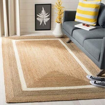 vasac Handwoven Natural Jute Braided Carpet Mats | Reversible Floor Covering Carpets Rug Mat | Anti Slip Backing Heavy Carpet Runner for Living Room Bedroom Carpet Jute- 6x9 feet