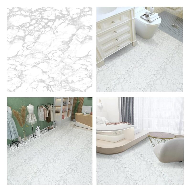 WALLBERRY Top-of-The-Line Self-Adhesive Floor Covering, Transform Your Space with Easy-to-Apply Marble Floor Tiles 45 Cm X 45 Cm X 1.5mm X 25 Tiles (Area Cover 55 Sq. Feet)...