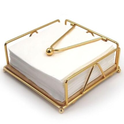 WOOD ART STORE Golden Metal Napkin Holder, Napkin Paper Organizer for Home, Tissue Dispenser for Dinneg Tables, Office, Bathroom (Squre Golden)